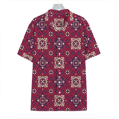 Red Boho Flower Pattern Print Hawaiian Shirt