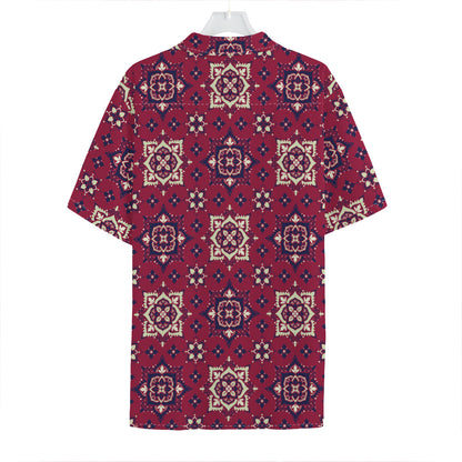 Red Boho Flower Pattern Print Hawaiian Shirt