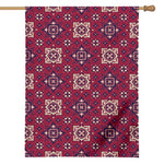 Red Boho Flower Pattern Print House Flag