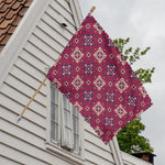 Red Boho Flower Pattern Print House Flag