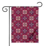 Red Boho Flower Pattern Print House Flag