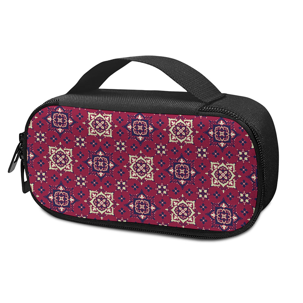 Red Boho Flower Pattern Print Insulin Cooler Travel Case