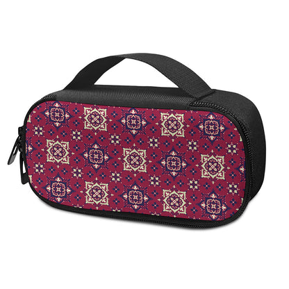 Red Boho Flower Pattern Print Insulin Cooler Travel Case