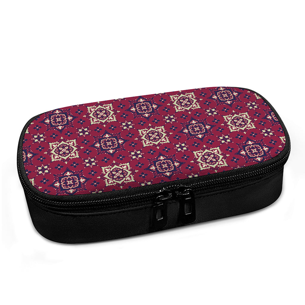 Red Boho Flower Pattern Print Insulin Cooler Travel Case