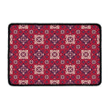 Red Boho Flower Pattern Print Kitchen Mat