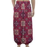 Red Boho Flower Pattern Print Lantern Pants