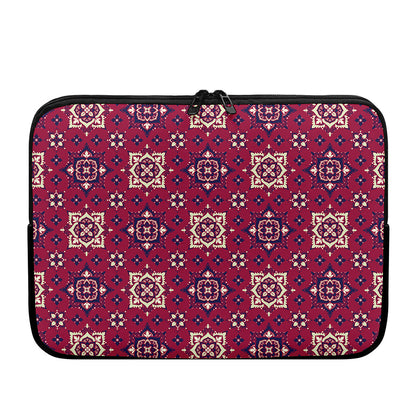 Red Boho Flower Pattern Print Laptop Sleeve