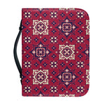 Red Boho Flower Pattern Print Leather Bible Cover