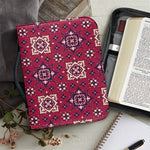 Red Boho Flower Pattern Print Leather Bible Cover