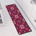 Red Boho Flower Pattern Print Long Kitchen Mat