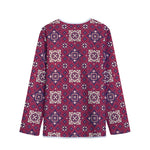 Red Boho Flower Pattern Print Long Sleeve Short Coat
