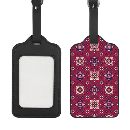 Red Boho Flower Pattern Print Luggage Tag