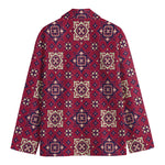 Red Boho Flower Pattern Print Men's Blazer
