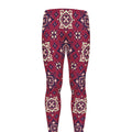 Red Boho Flower Pattern Print Men's Leggings