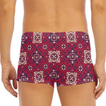 Red Boho Flower Pattern Print Men's Short Boxer Briefs