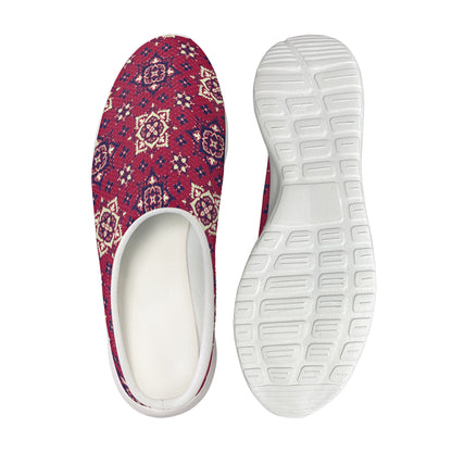 Red Boho Flower Pattern Print Mesh Casual Shoes