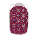 Red Boho Flower Pattern Print Mesh Laundry Hamper