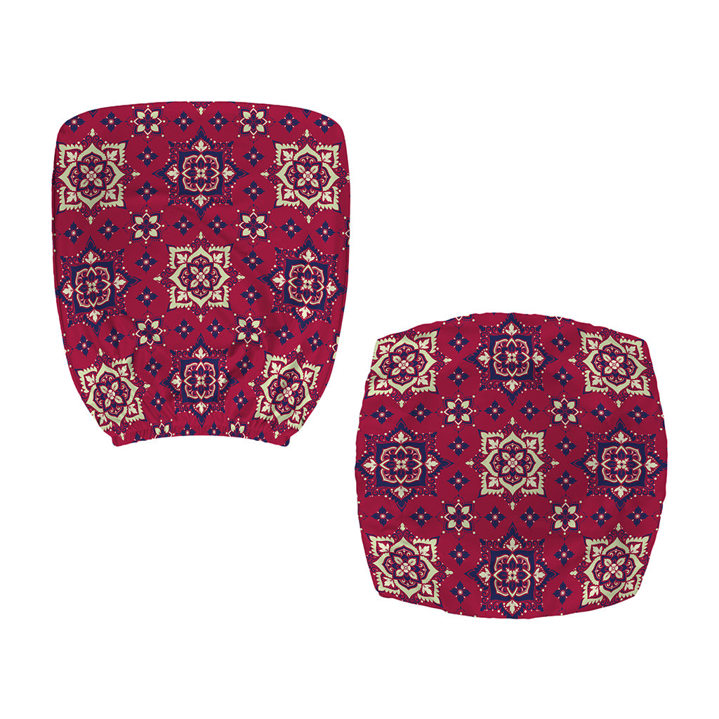 Red Boho Flower Pattern Print Office Chair Cover