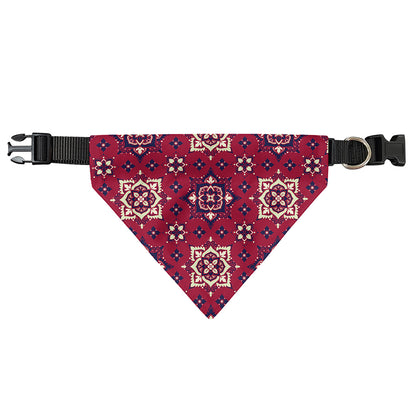Red Boho Flower Pattern Print Over The Collar Dog Bandana