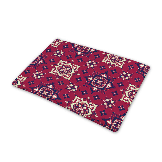 Red Boho Flower Pattern Print Pet Cooling Mat Cover
