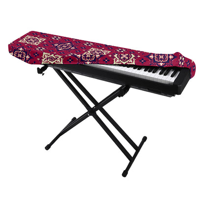 Red Boho Flower Pattern Print Piano Keyboard Cover