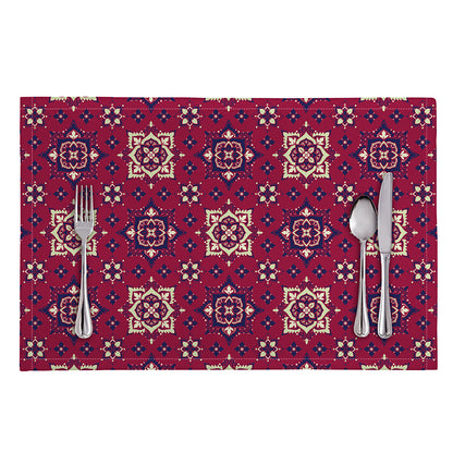 Red Boho Flower Pattern Print Placemat