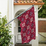Red Boho Flower Pattern Print Polyester Flag