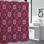 Red Boho Flower Pattern Print Premium Shower Curtain