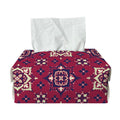 Red Boho Flower Pattern Print Rectangle Tissue Box Cover