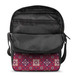 Red Boho Flower Pattern Print Rectangular Crossbody Bag