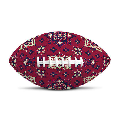 Red Boho Flower Pattern Print Rugby Ball