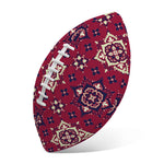 Red Boho Flower Pattern Print Rugby Ball