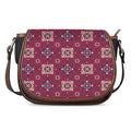 Red Boho Flower Pattern Print Saddle Bag