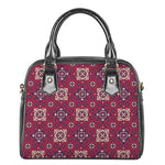 Red Boho Flower Pattern Print Shoulder Handbag