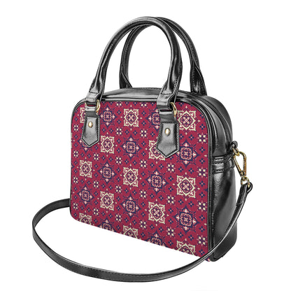 Red Boho Flower Pattern Print Shoulder Handbag