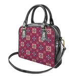 Red Boho Flower Pattern Print Shoulder Handbag