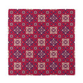 Red Boho Flower Pattern Print Silk Bandana
