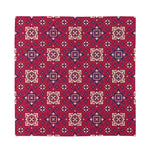 Red Boho Flower Pattern Print Silk Bandana