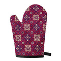 Red Boho Flower Pattern Print Single Oven Mitt