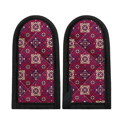 Red Boho Flower Pattern Print Skillet Handle Cover