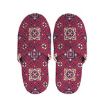 Red Boho Flower Pattern Print Slippers