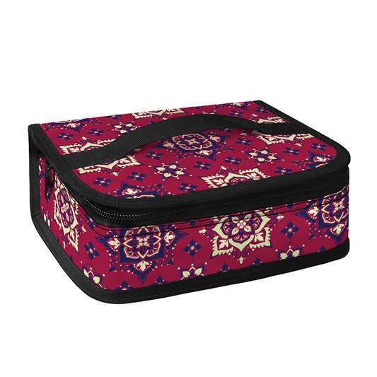 Red Boho Flower Pattern Print Small Lunch Bag