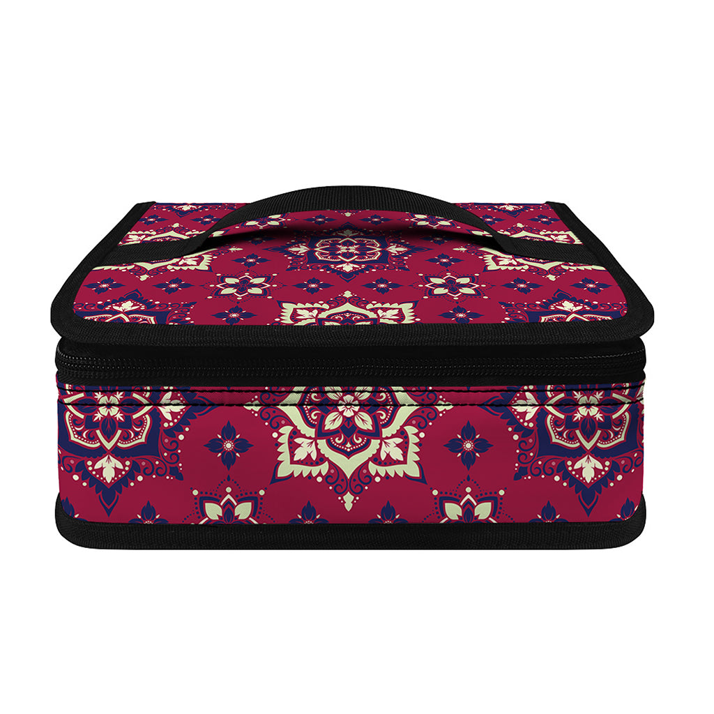 Red Boho Flower Pattern Print Small Lunch Bag