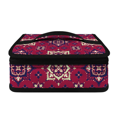Red Boho Flower Pattern Print Small Lunch Bag