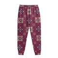 Red Boho Flower Pattern Print Sweatpants