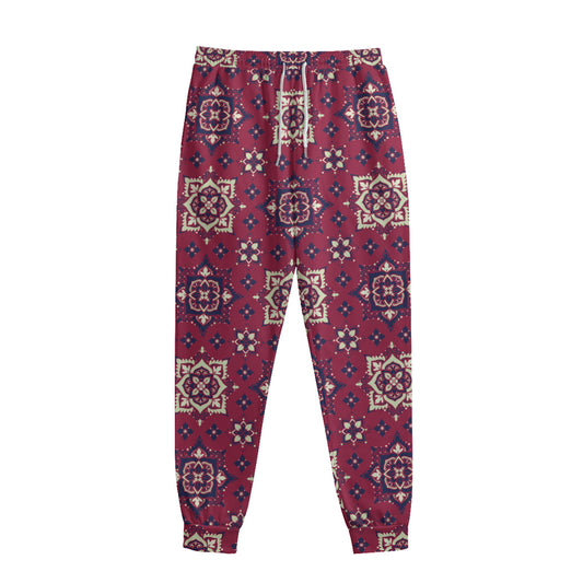 Red Boho Flower Pattern Print Sweatpants