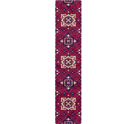 Red Boho Flower Pattern Print Table Runner