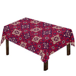 Red Boho Flower Pattern Print Tablecloth