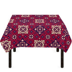 Red Boho Flower Pattern Print Tablecloth