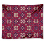 Red Boho Flower Pattern Print Tapestry